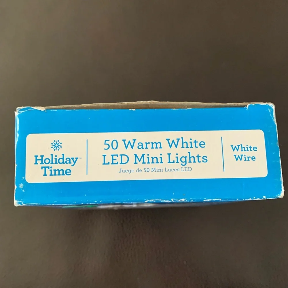 Holiday Time 50 Warm White LED Mini Christmas Lights Outdoor White Wire 12FT 7